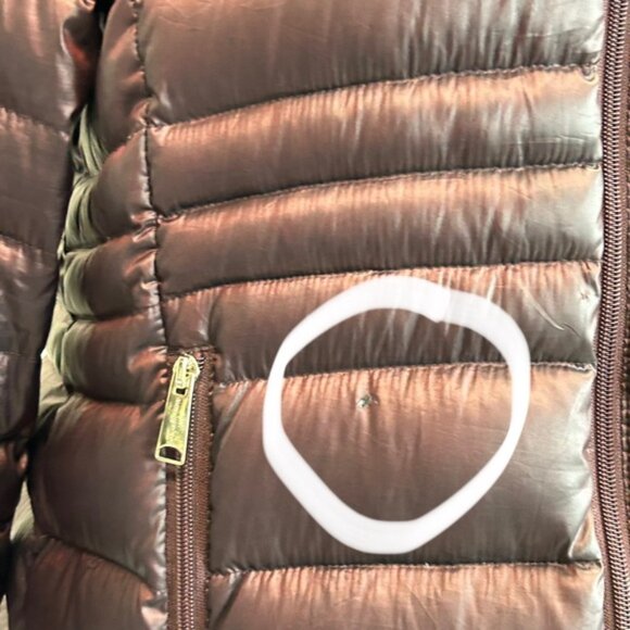 Andrew Marc burgundy red quilted packable compressible goose down hood coat XL - Picture 11 of 14